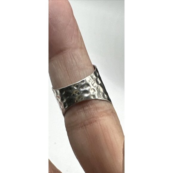 Abalone silver hammered ring size 5 signed 925 CFJ  Thai - Picture 9 of 9
